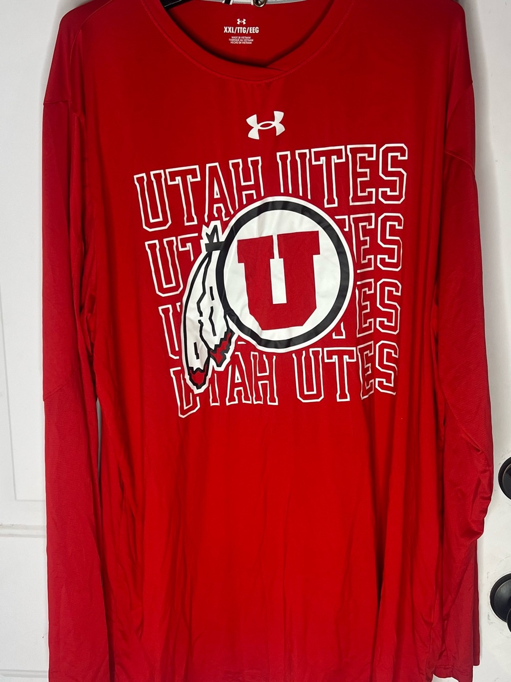 Under Armour Utah Utes Red Performance Long Sleeve Heatgear T-Shirt Men's Sz XXL